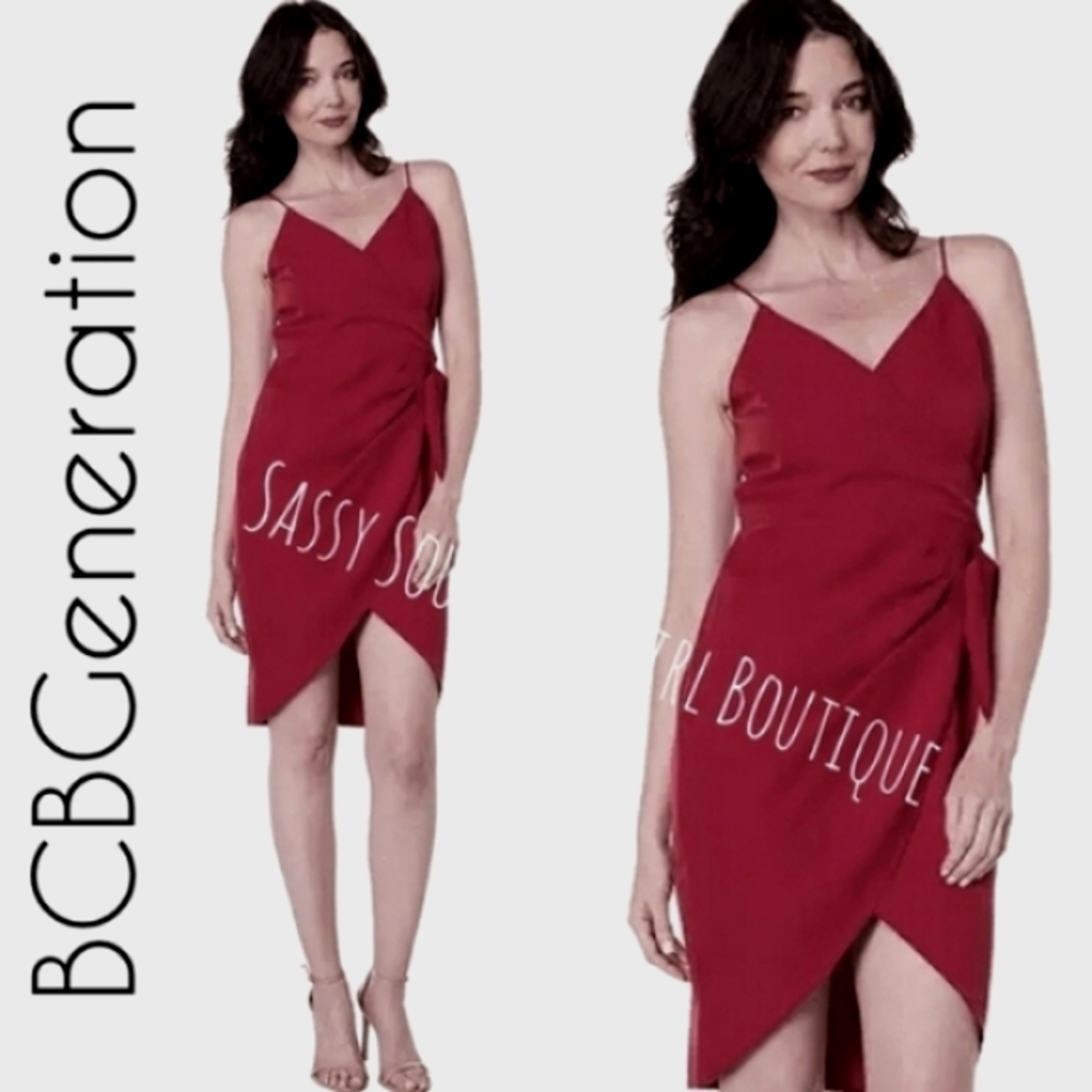 🆕😁BCBG wine red wrap mini dress